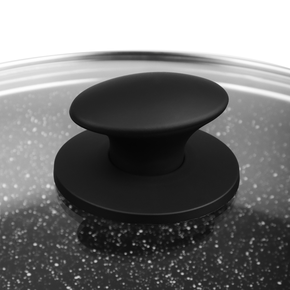 SATOSHI Стоун Сковорода литая с крышкой d24см, антипригарное покрытие мрамор, индукция, арт.№ 846-675