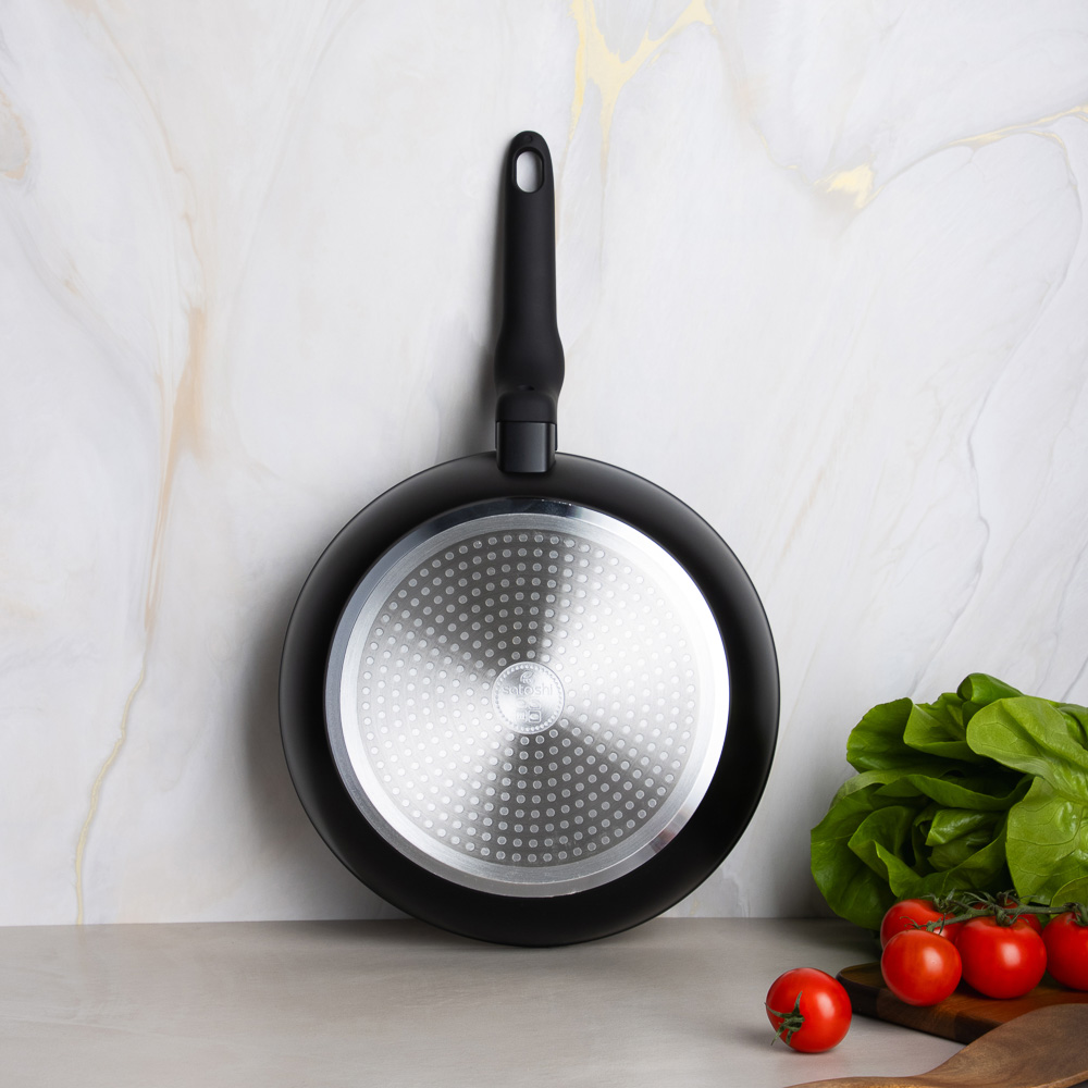 SATOSHI Стоун Сковорода литая с крышкой d26см, антипригарное покрытие мрамор, индукция, арт.№ 846-676