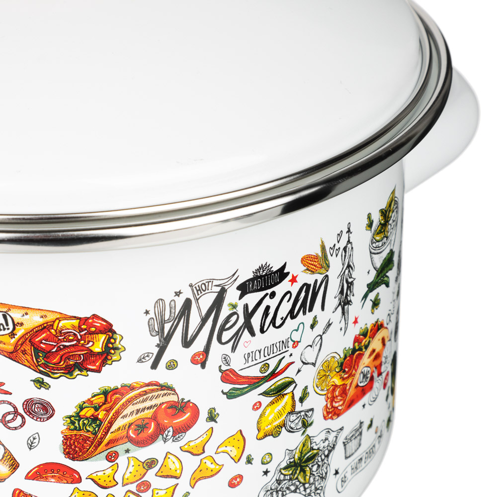 Мексика Кастрюля цилиндрическая эмалированная 2л, арт.№ 894-538