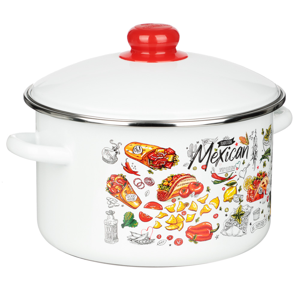 Мексика Кастрюля цилиндрическая эмалированная 4л, арт.№ 894-553