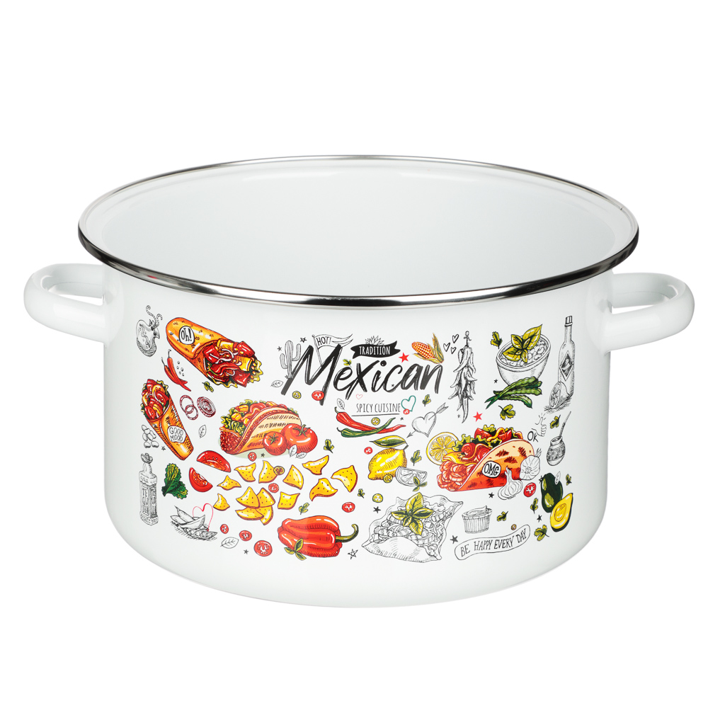 Мексика Кастрюля цилиндрическая эмалированная 4л, арт.№ 894-553