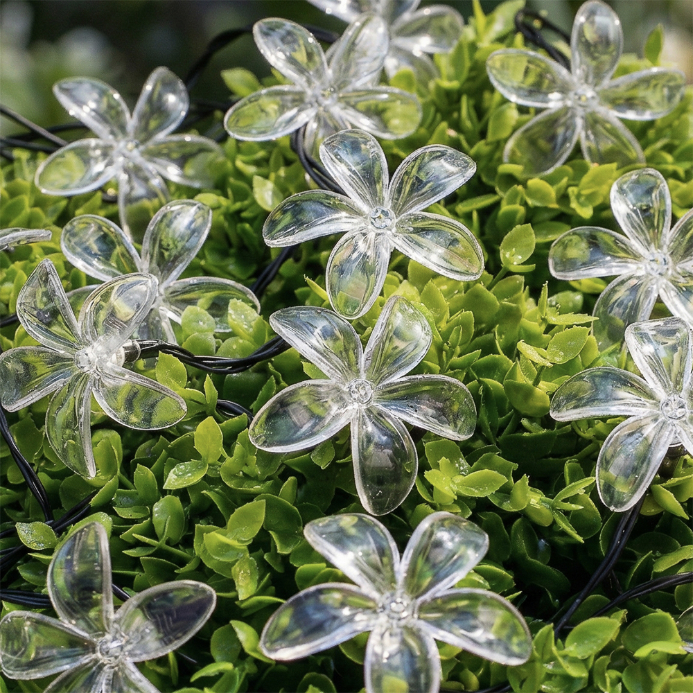 Гирлянда уличная цветок на солнечной батарее 7 м INBLOOM, 25 LED, свечение шампань, 2 режима, провод ПВХ зеленый, 600 мАч, арт.№ 185-043