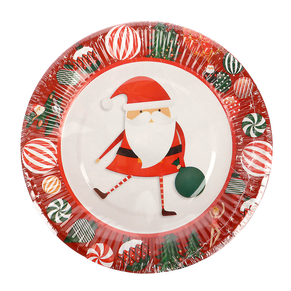 Набор бумажных тарелок Рождественская сказка, 6 шт d=180 мм, арт.№ 530-405