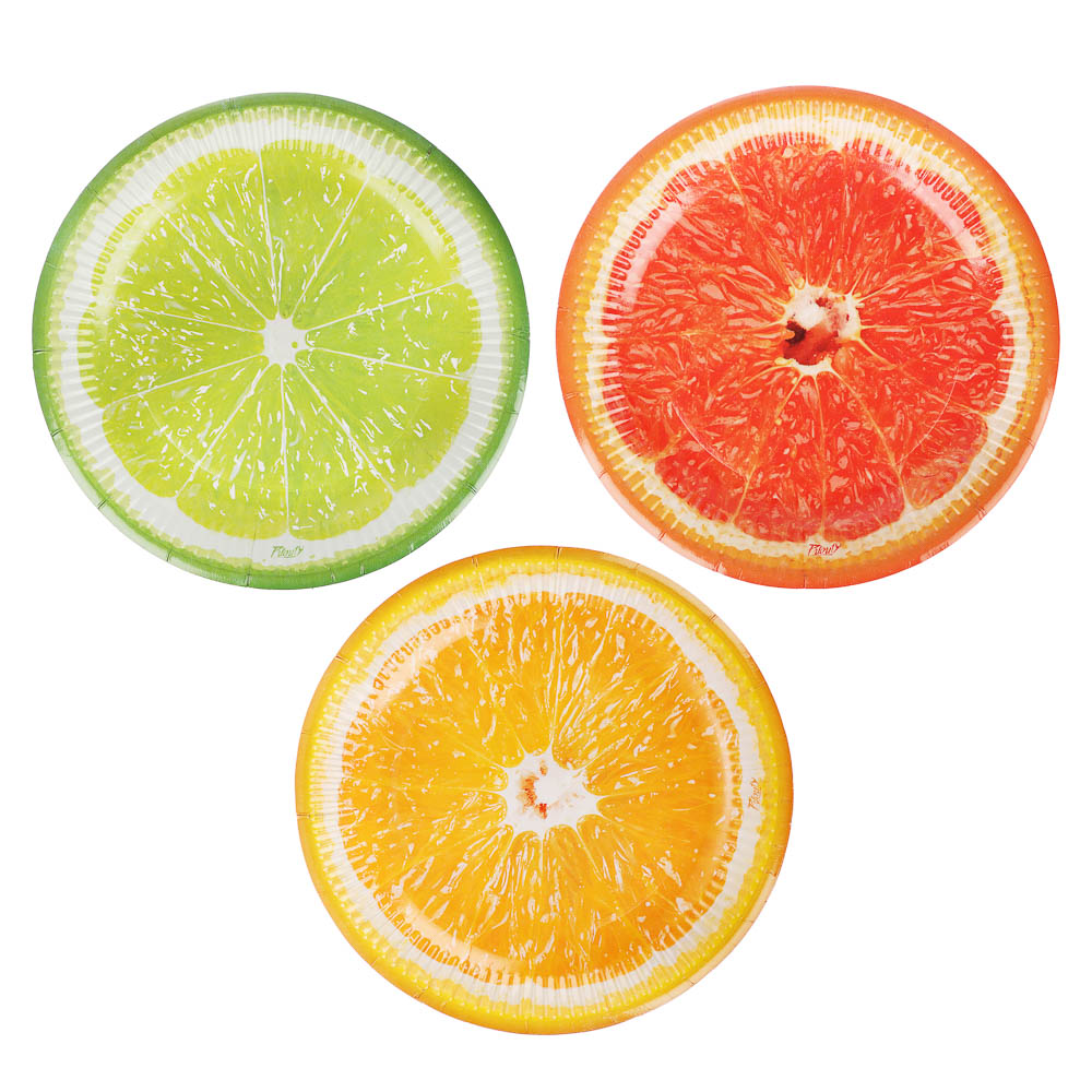 Набор бумажных одноразовых тарелок 6 шт, 23 см, диз. 5, арт.№ 530-407