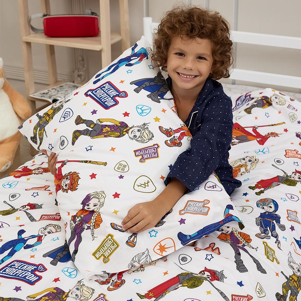 BY Русские супергерои Комплект постельного белья 1,5 (3 предмета), поплин, 100% хлопок, джуниор, арт.№ 421-514