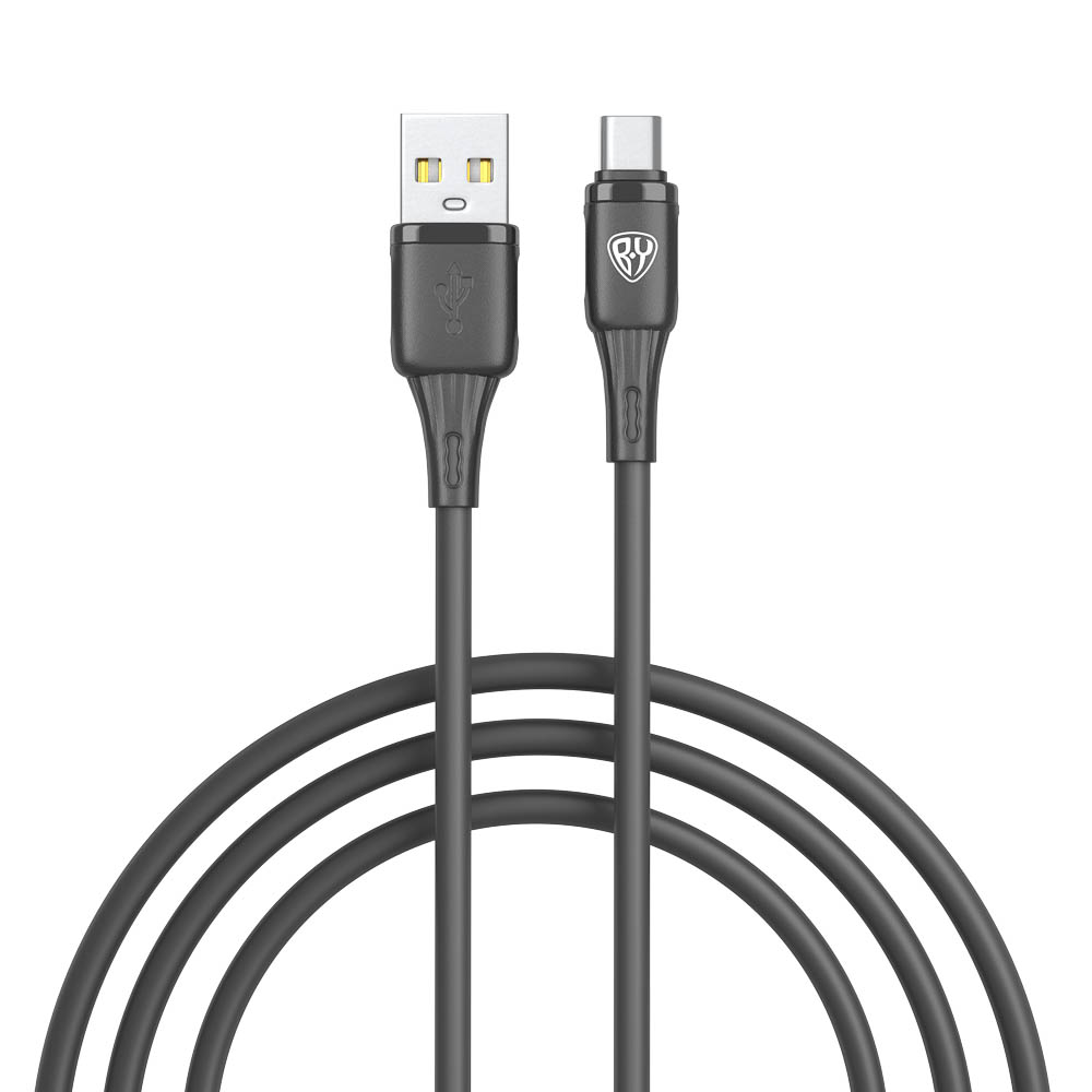 Кабель для зарядки USB(A)-Type C BY Twist, 36Вт, 1 м, 3A, гибкий силикон, чёрный, арт.№ 931-609