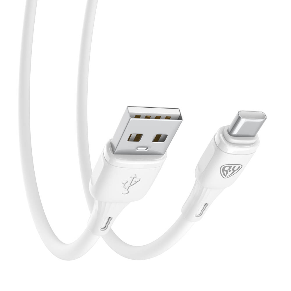 Кабель для зарядки USB(A)-Type C BY Twist, 36Вт, 1 м, 3A, гибкий силикон, белый, арт.№ 931-610