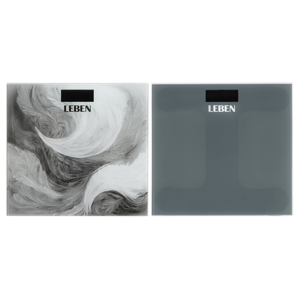 LEBEN Весы напольные электронные "Grey", ЖК-дисплей, макс. нагр.до 180кг, арт.№ 252-101