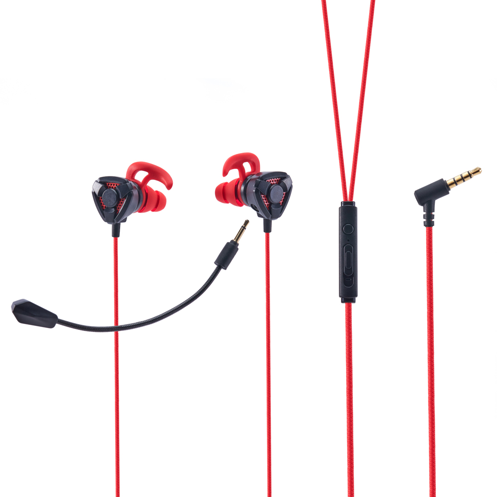 Наушники проводные внутриканальные BY Tune, игровые, гарнитура, 130см, металл, красный, арт.№ 410-035