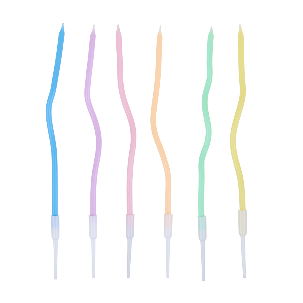 Набор витых свечей для торта тм Fntastic, цвет макарун, 14,5 см, арт.№ 506-042