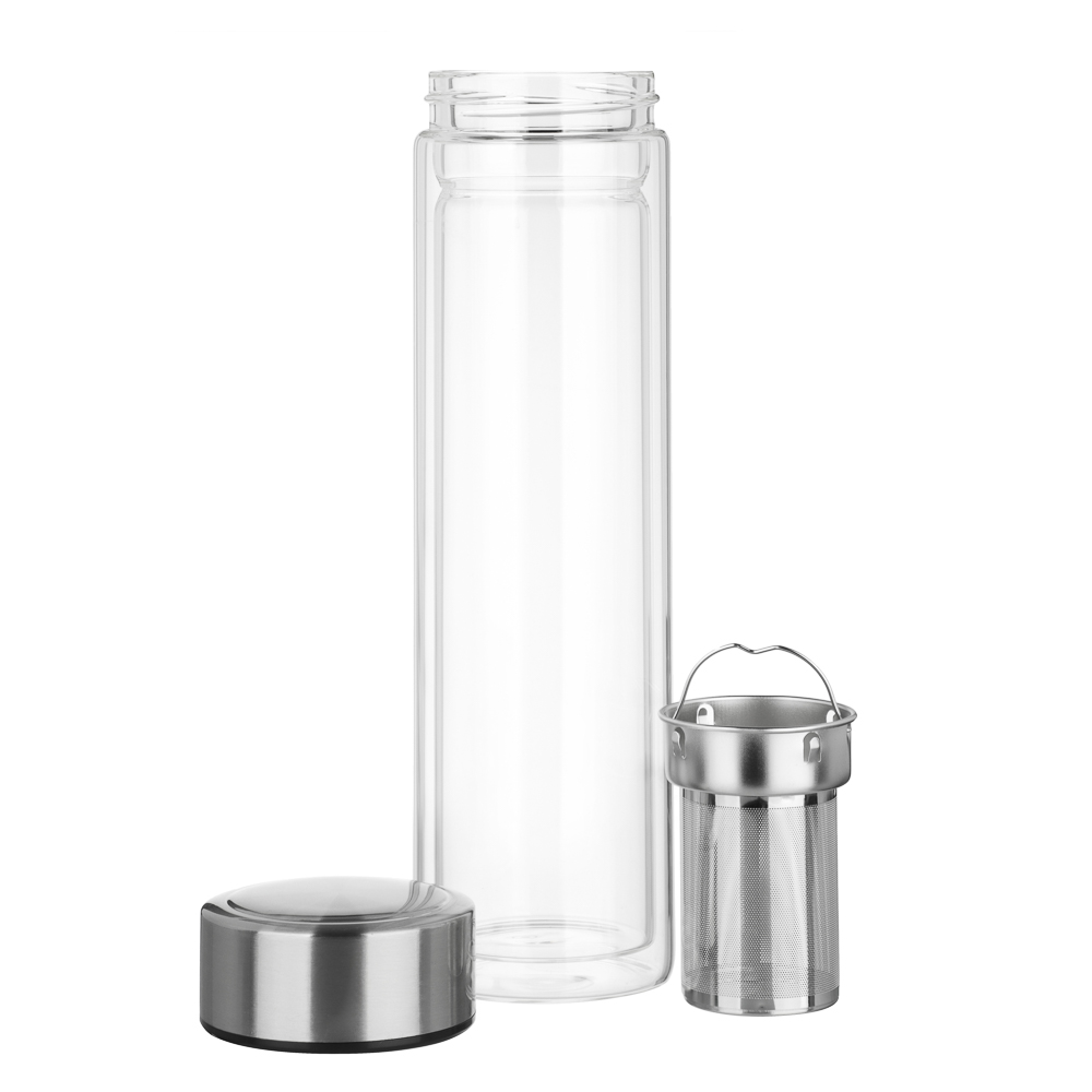 SATOSHI Термос-кружка с ситечком заваривания 500мл, стекло, двойные стенки, арт.№ 841-883
