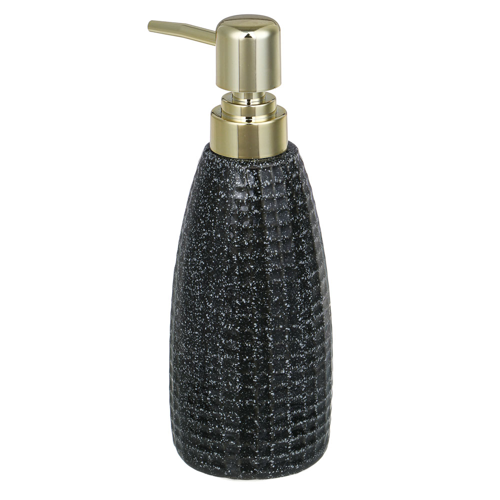 VETTA Дозатор для жидкого мыла, керамика, 350 мл, 7x7x20 см, квадро, черный, арт.№ 478-235