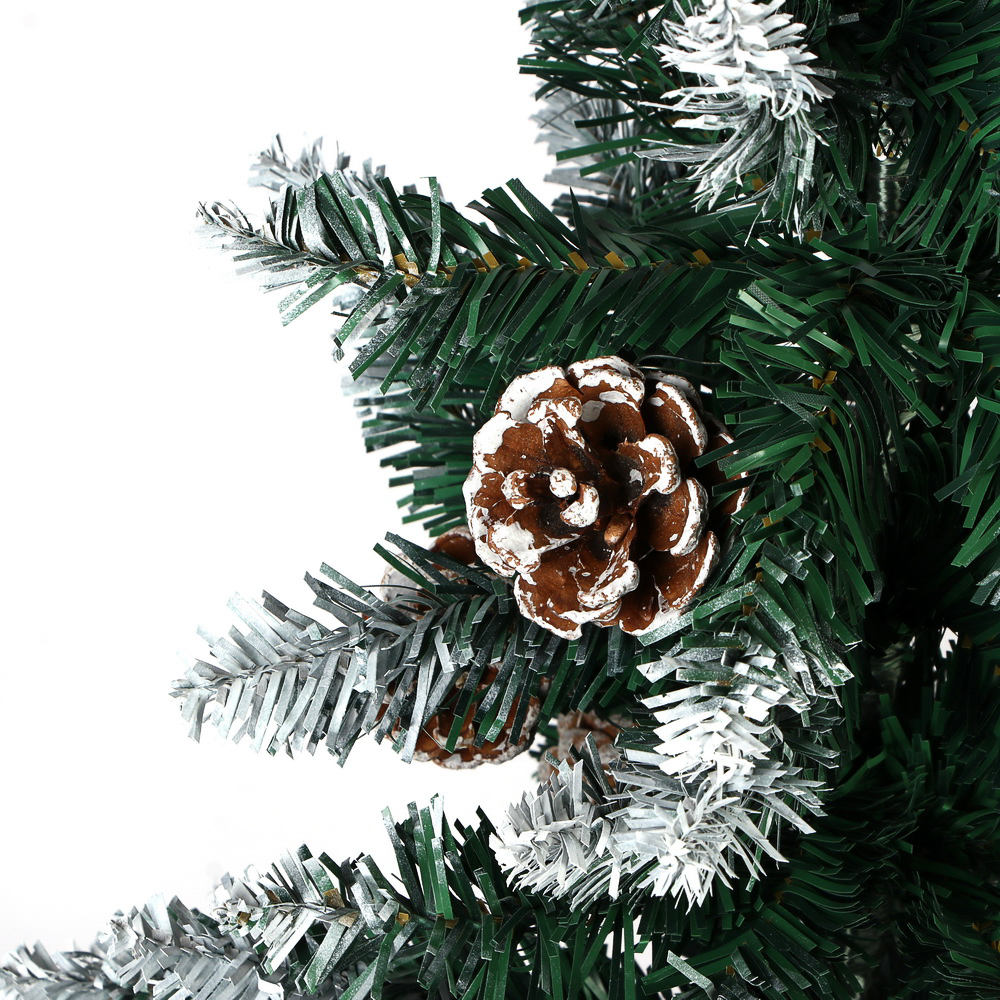 Ель искусственная с заснеженными кончиками и шишками 120см, 276 веток, ПВХ, 26-27, арт.№ 385-423