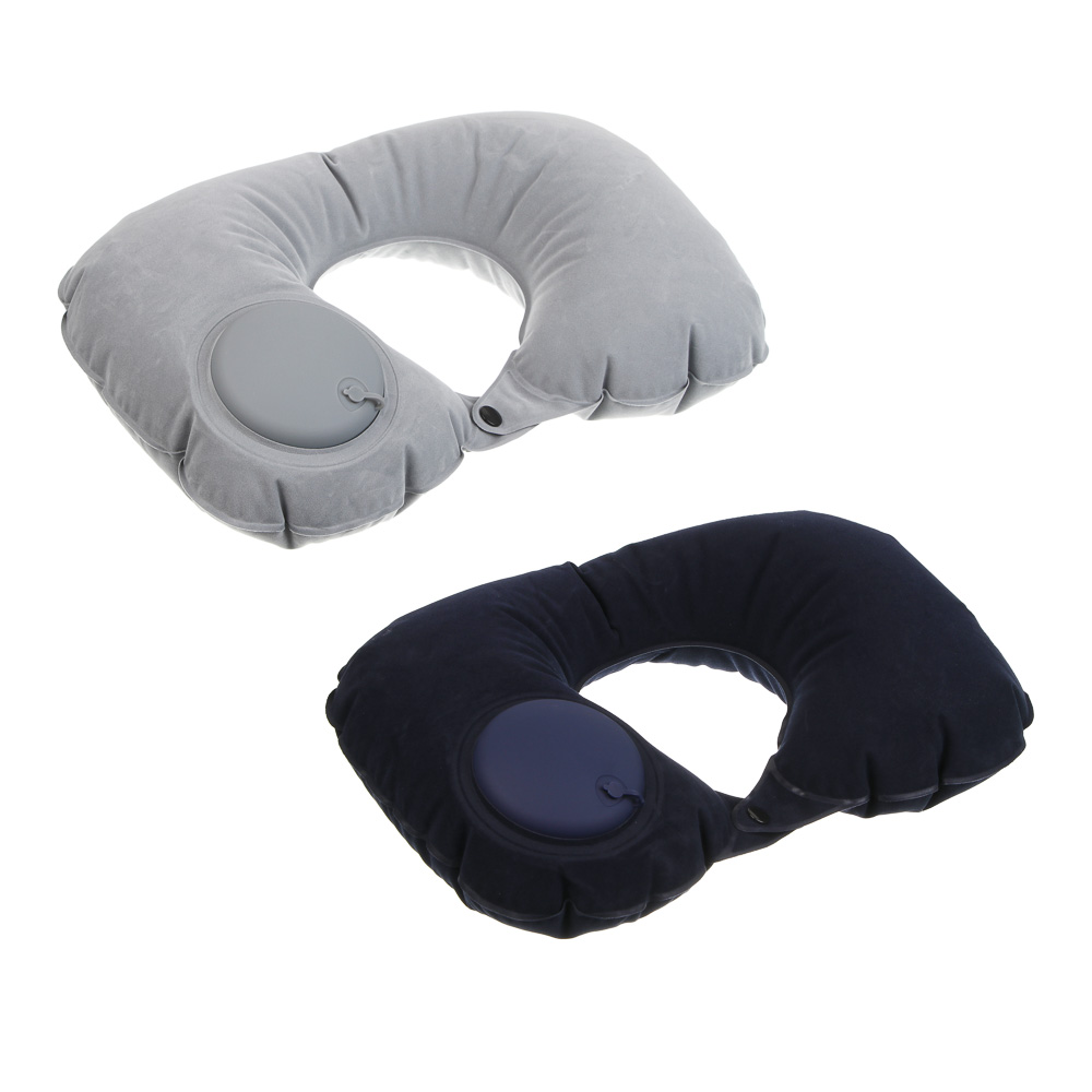 Подушка дорожная надувная, с насосом, тм BY SPORT, 37х24см, ПВХ, 2 цвета, арт.№ 087-016