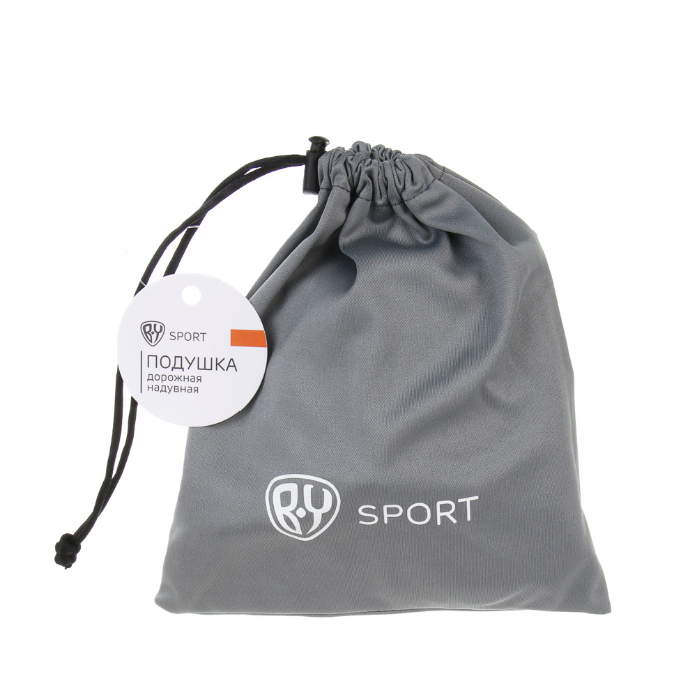Подушка дорожная надувная, с насосом, тм BY SPORT, 37х24см, ПВХ, 2 цвета, арт.№ 087-016