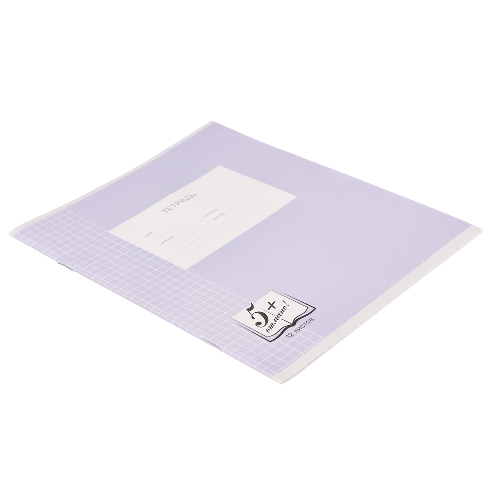 Тетрадь школьная 12л. в клетку, БЕЛЫЕ ЛИСТЫ обложка плотный офсет 115 гр "Пятерка", арт.№ 579-031