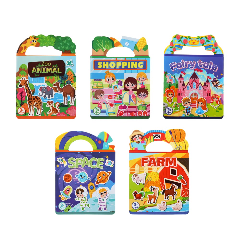 Набор многоразовых наклеек бумага, картон, 22,5х30х0,4см, 5 дизайнов, арт.№ 889-094