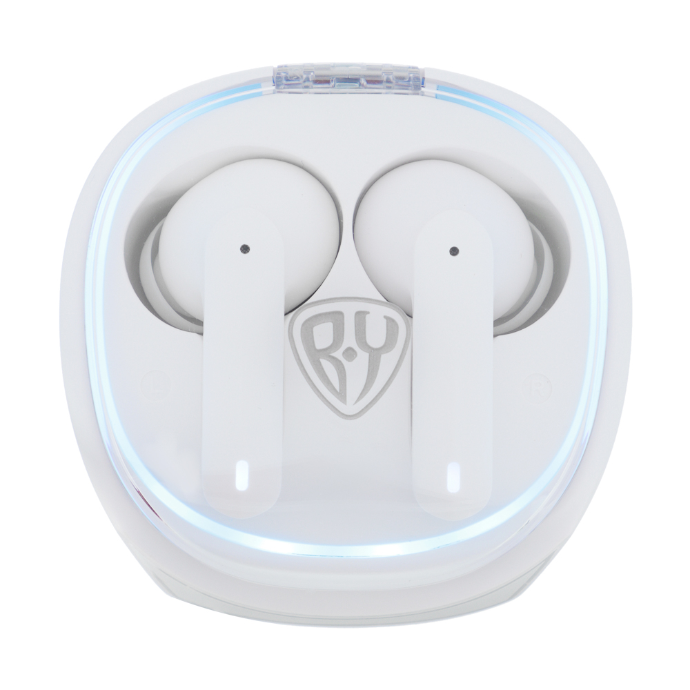 Наушники беспроводные TWS BY Glow с подсветкой, двойной микрофон, 40/400 мАч, BT: 5.1, белый, арт.№ 410-249