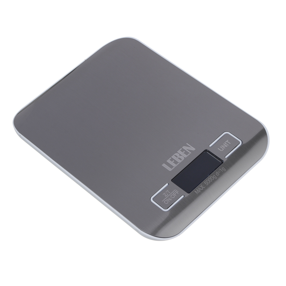 LEBEN Весы кухонные, от 2хААА не в комп, металл, до 5 кг, арт.№ 268-065