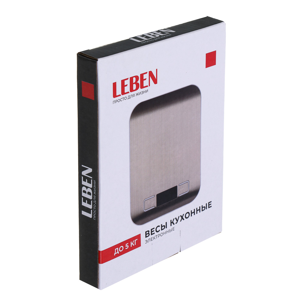 LEBEN Весы кухонные, от 2хААА не в комп, металл, до 5 кг, арт.№ 268-065