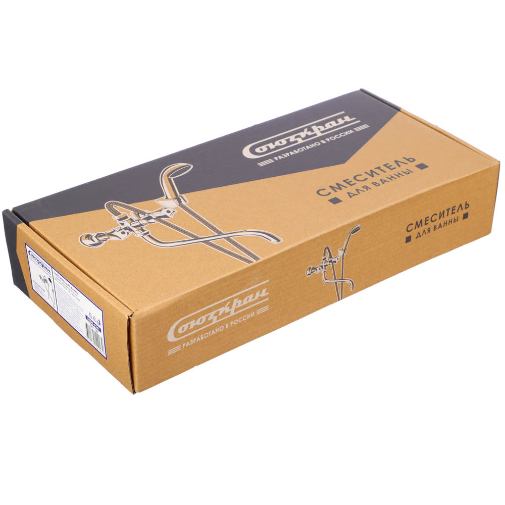 СоюзКран Смеситель для ванны с душем, круглый излив 35см, кер. кран-буксы 1/2, хром, цинк, SK08-S241, арт.№ 567-130