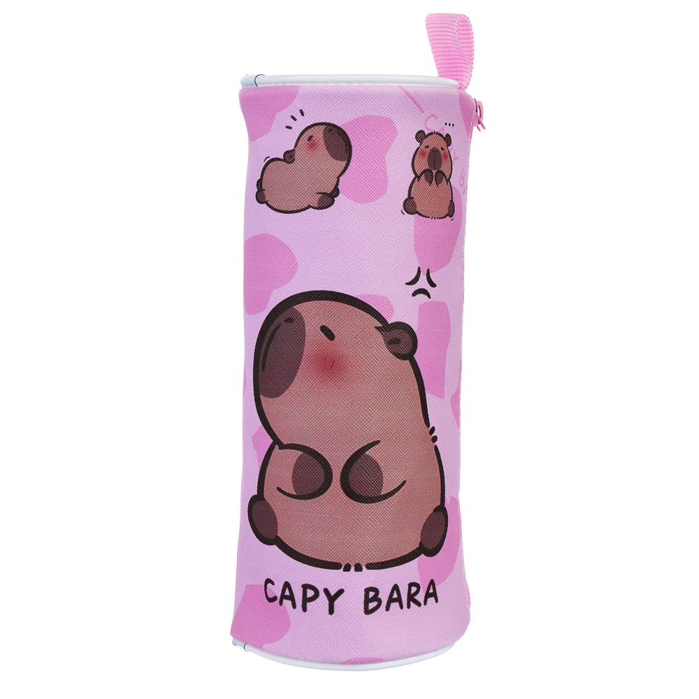 Пенал школьный круглый, 21x8см, 1 отделение на молнии, PU, 4 дизайна, арт.№ 238-440