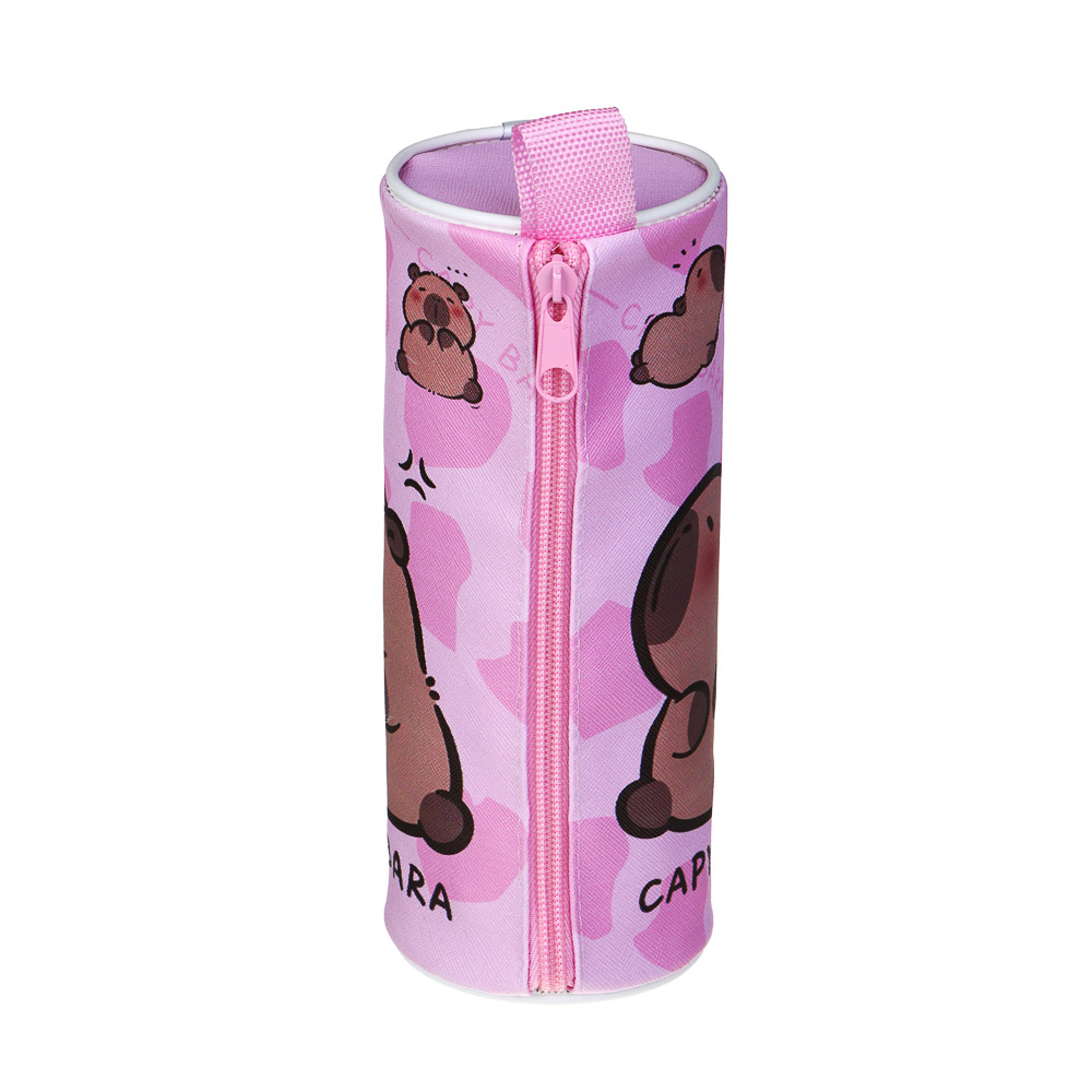 Пенал школьный круглый, 21x8см, 1 отделение на молнии, PU, 4 дизайна, арт.№ 238-440