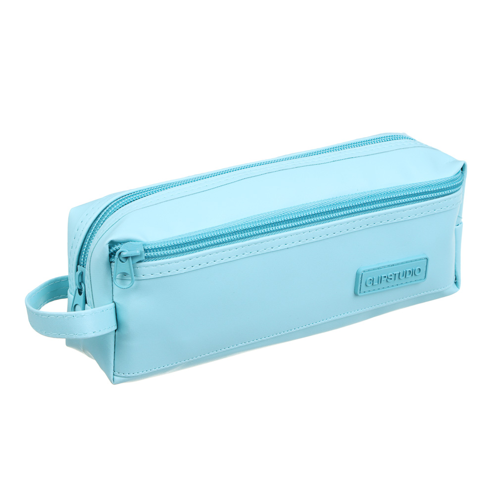 Пенал школьный прямоугольный 21,5х7х4,8 см ClipStudio, 2 отделения на молнии, полиэстер, ПВХ, 2 цвета, арт.№ 238-441