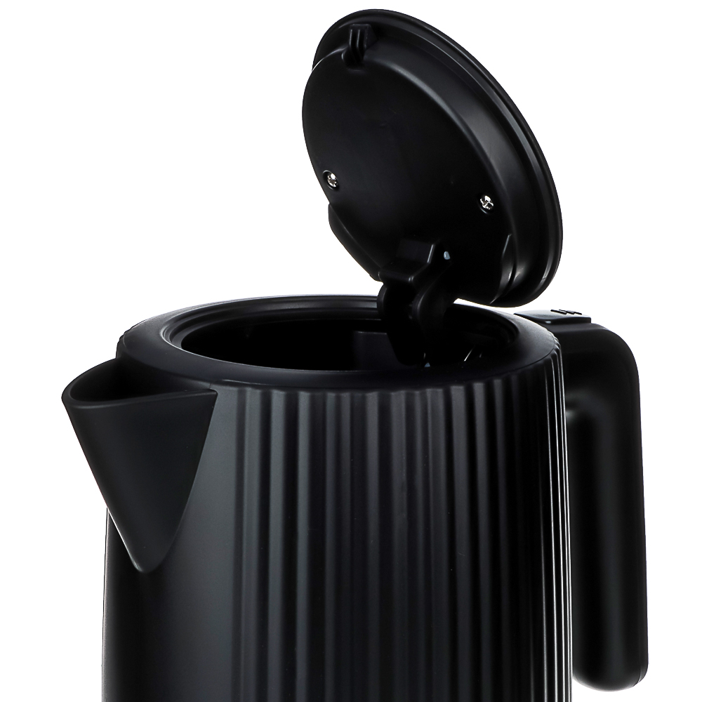 LEBEN Чайник электрический, 1,7 л, 2200 Вт, скрытый нагр. элемент, пластик, черный, арт.№ 291-122