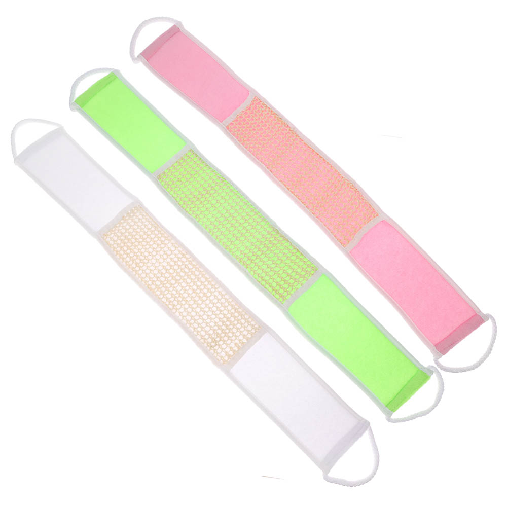 ЮL Мочалка лента банная с ручками с эффектом пилинга, сизаль, полиэстер, поролон, 68х10см, 3 цв., арт.№ 361-140