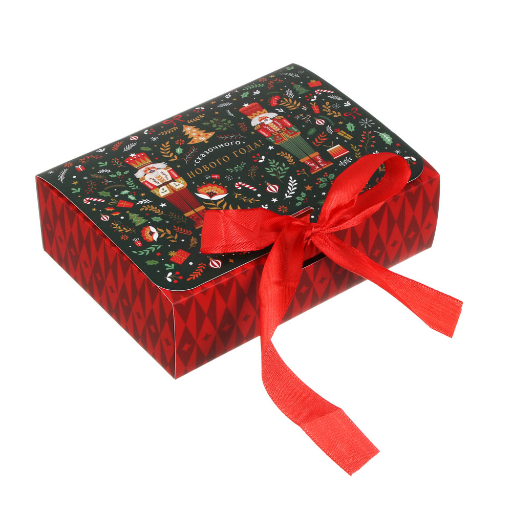 Коробка подарочная новогодняя тм СНОУ БУМ складная, 16.5x12x5см, 4 диз., картон, арт.№ 780-025