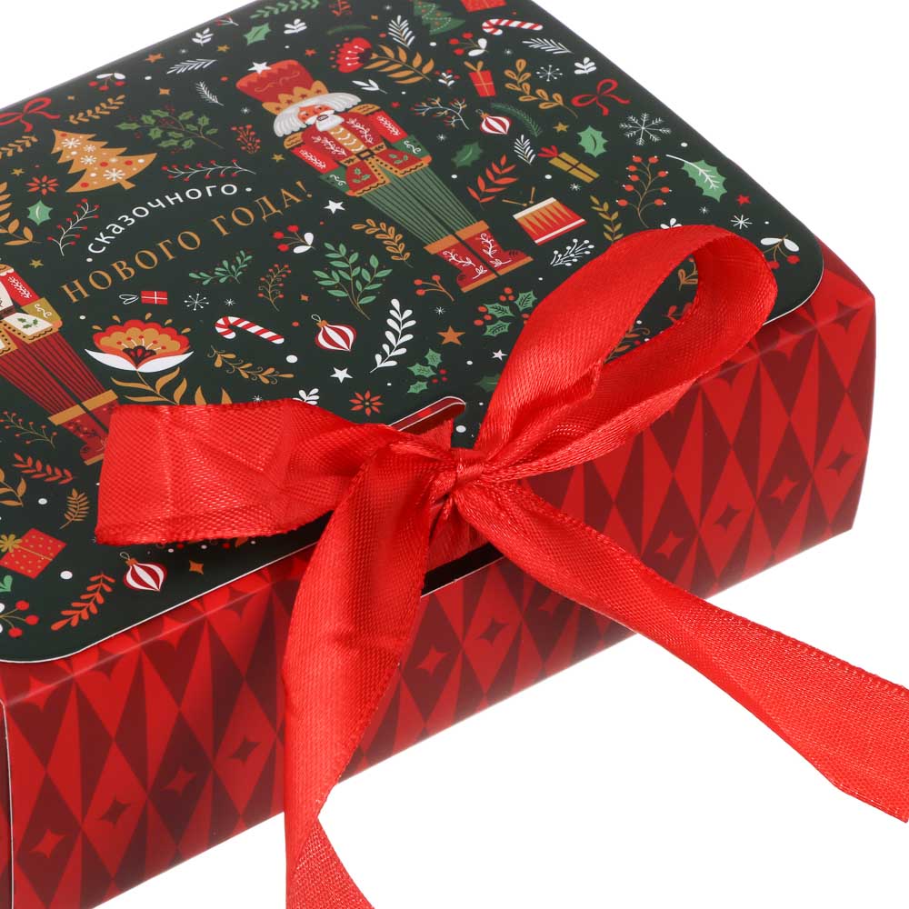 Коробка подарочная новогодняя тм СНОУ БУМ складная, 16.5x12x5см, 4 диз., картон, арт.№ 780-025
