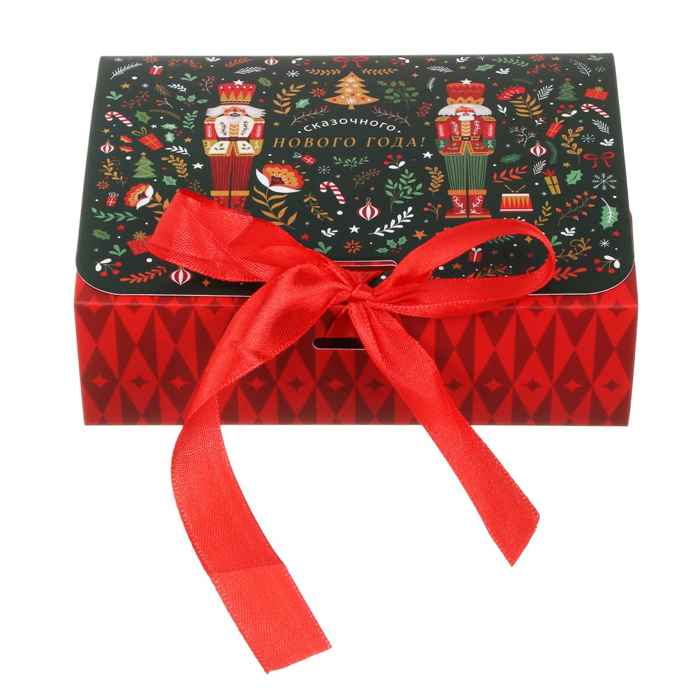 Коробка подарочная новогодняя тм СНОУ БУМ складная, 16.5x12x5см, 4 диз., картон, арт.№ 780-025