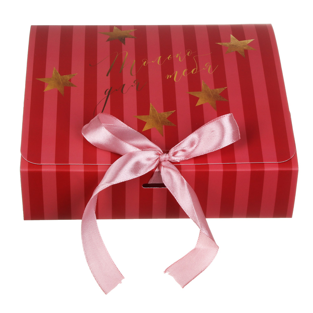 Коробка подарочная новогодняя тм СНОУ БУМ складная, 20x18x5см, 4диз, картон, арт.№ 780-026