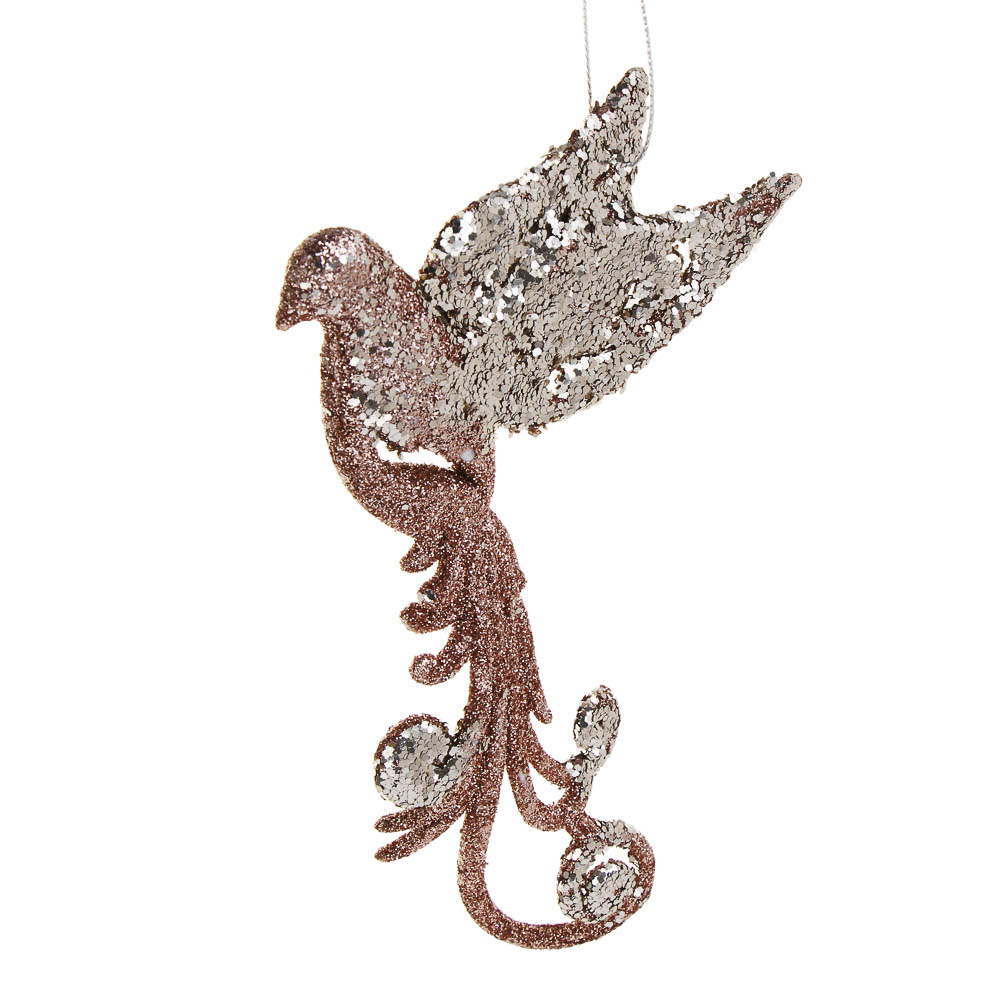 СНОУ БУМ Декоративная подвеска "Жар птица" 16 см, пластик, глиттер, арт.№ 397-487