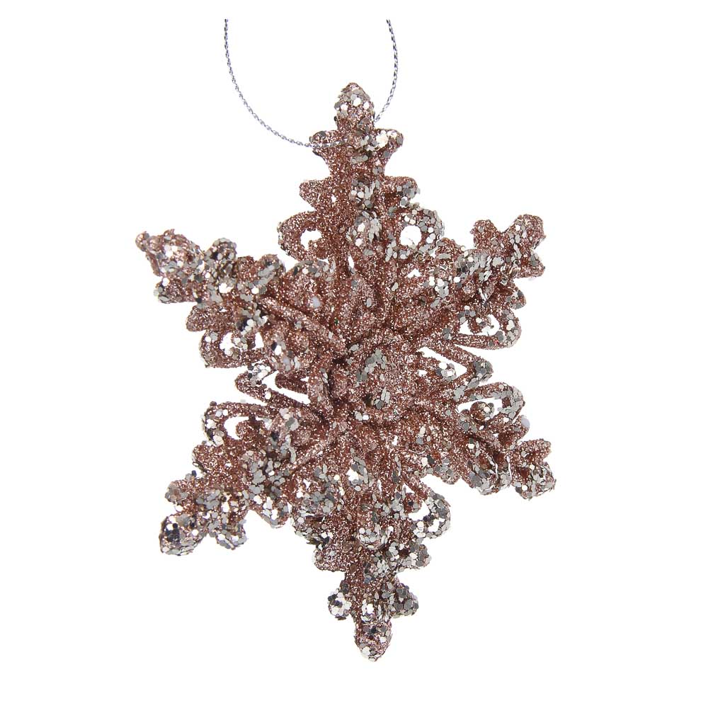 СНОУ БУМ Декоративная подвеска "Снежинка" 12 см, пластик, глиттер, арт.№ 397-488