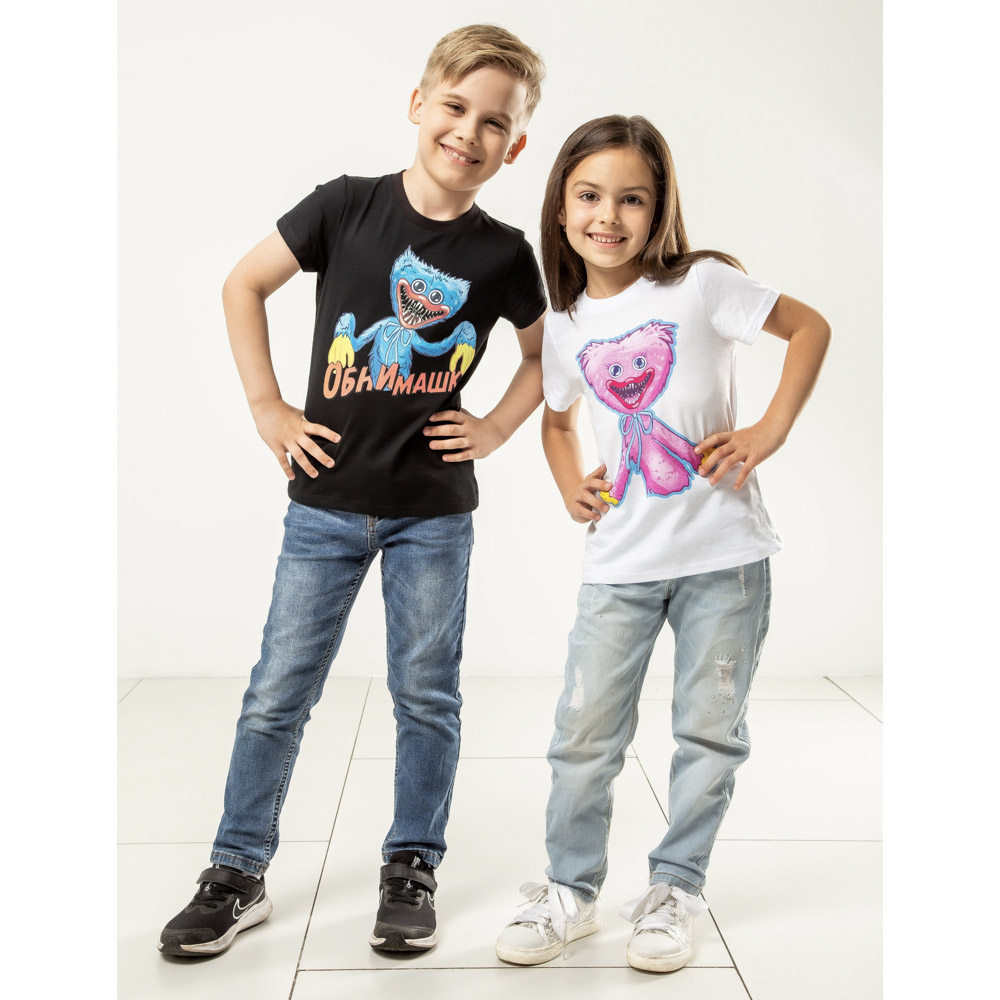Футболка "ДЕТИ" Обнимашки, хлопок, размер 116, цвет черный, арт.№ 830-794