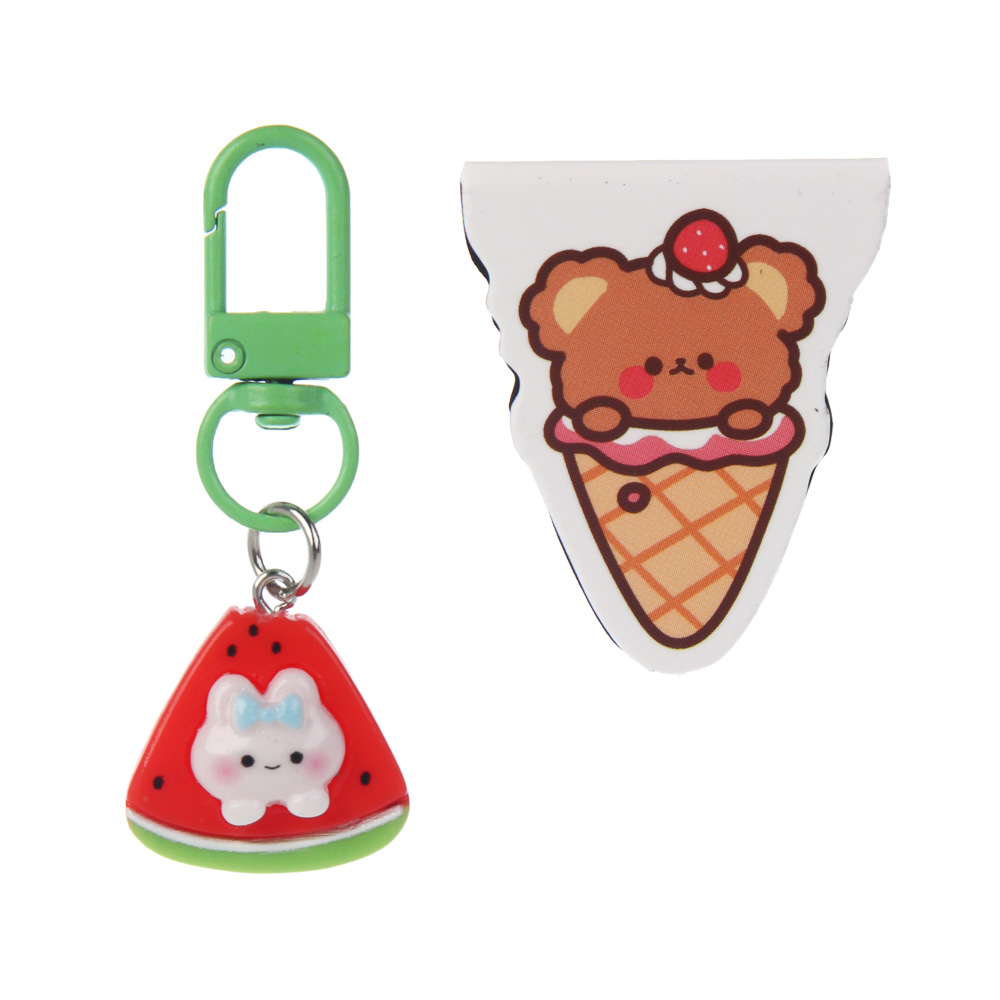 Игрушка-сюрприз "Брелок и закладка", ИГРОЛЕНД, металл, полистоун, винил, 13x9см, 6-12 дизайнов, арт.№ 295-310