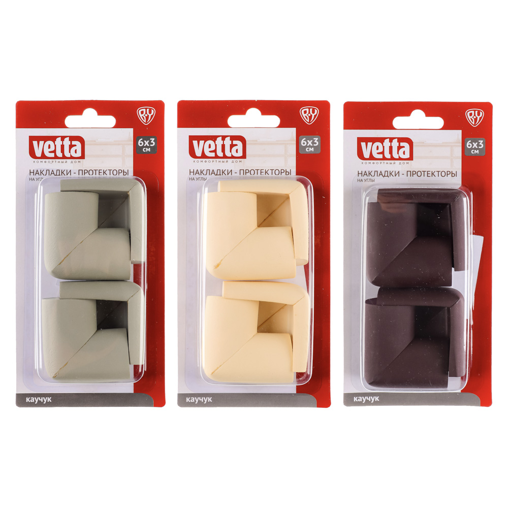 VETTA Накладки - протекторы на углы, 4шт, 6х3см, каучук, 3 цвета, арт.№ 639-051