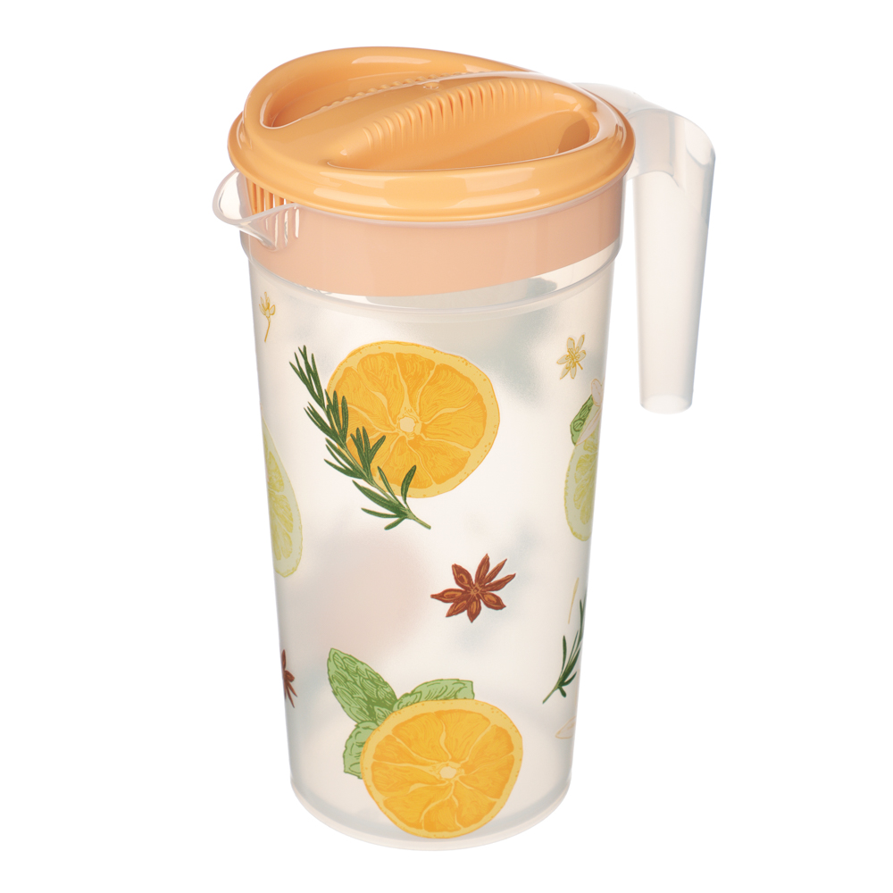 Кувшин 1,5л с крышкой, с декором, пластик, арт.№ 861-479