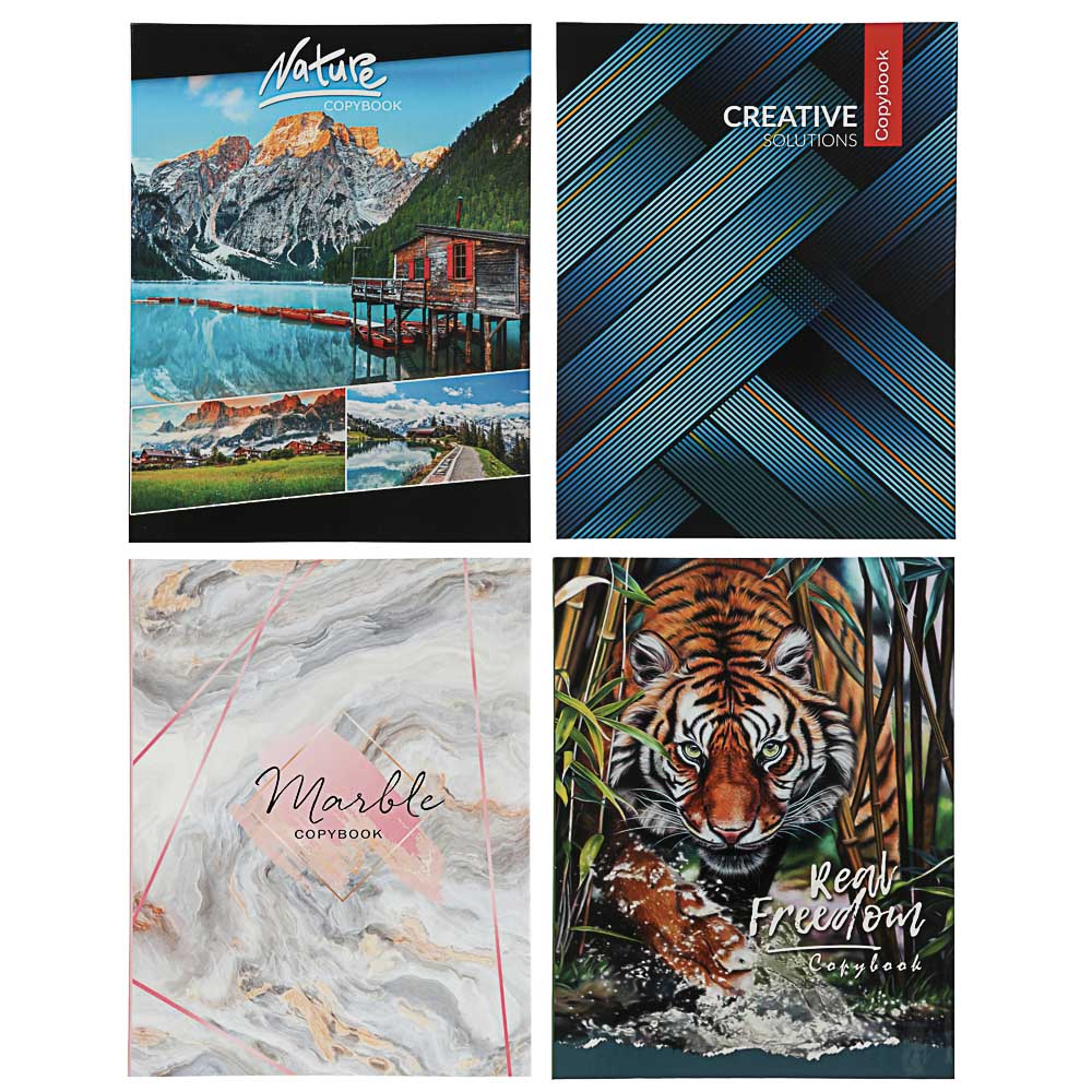 Тетрадь на кольцах, твердая обложка, блок 80 листов, 4 дизайна, арт.№ 578-003