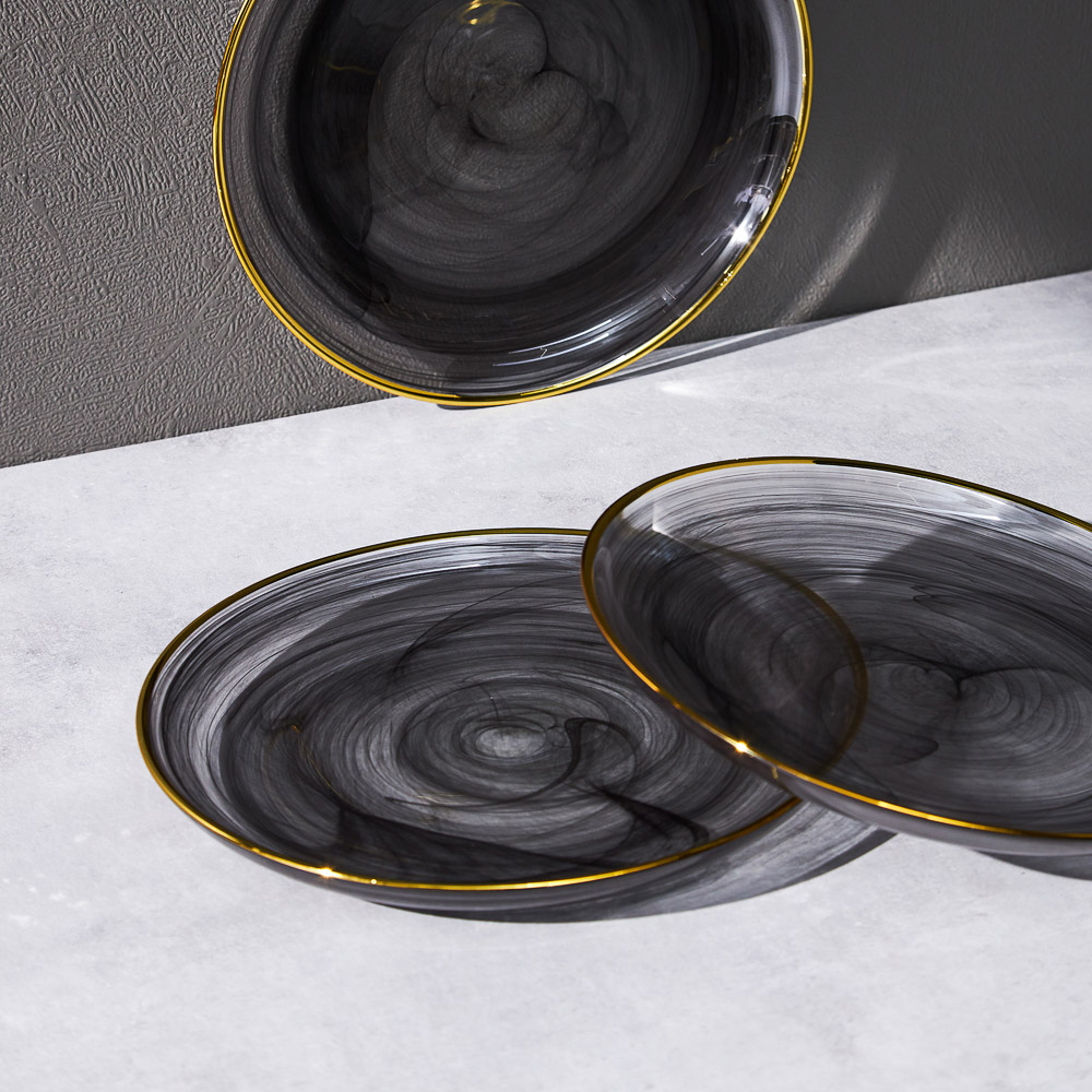 BY COLLECTION Black Line Тарелка десертная, 20,5х2см, стекло, арт.№ 820-847