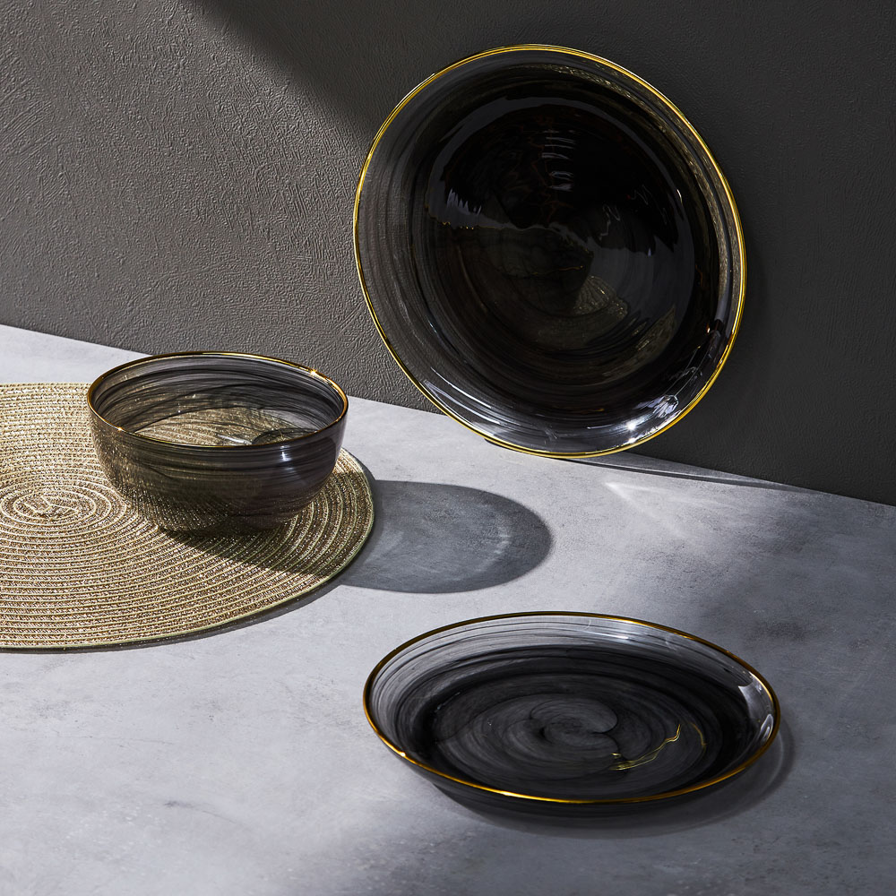 BY COLLECTION Black Line Тарелка десертная, 20,5х2см, стекло, арт.№ 820-847