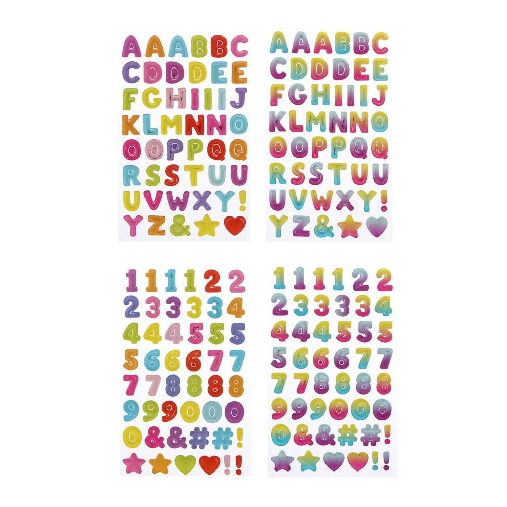 FNtastic Наклейки, 11x18.5см, ПВХ, 4 дизайна, цифры и буквы, арт.№ 503-558