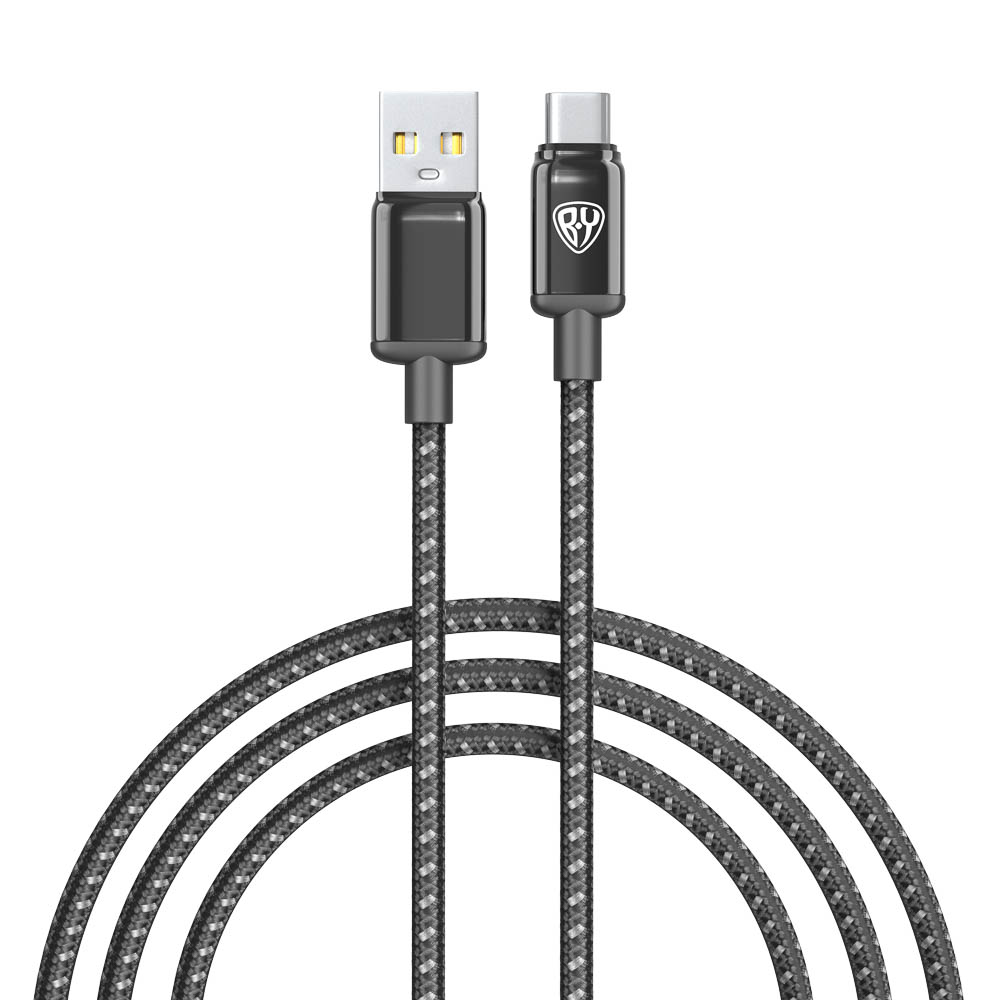 Кабель для зарядки USB(A)-Type C BY ZINC, 36Вт, 1 м, 3A, нейлон, цинк. кон.,чёрный, арт.№ 931-612