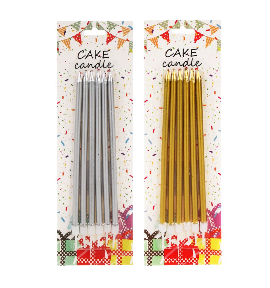 Набор свечей для торта тм Fntastic, 2 цвета (золото, серебро) 15 см, арт.№ 506-047