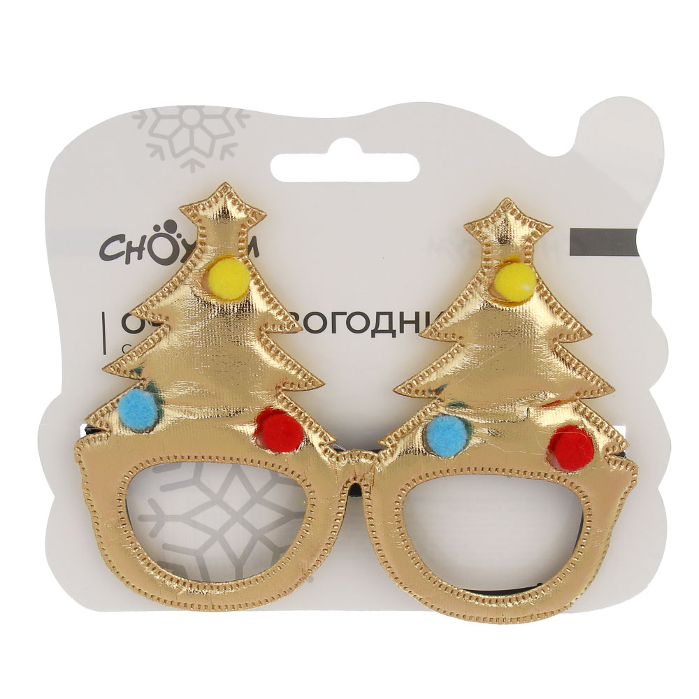 СНОУ БУМ Очки новогодние с елочками, 14см, пластик, полиэстер, арт.№ 391-312