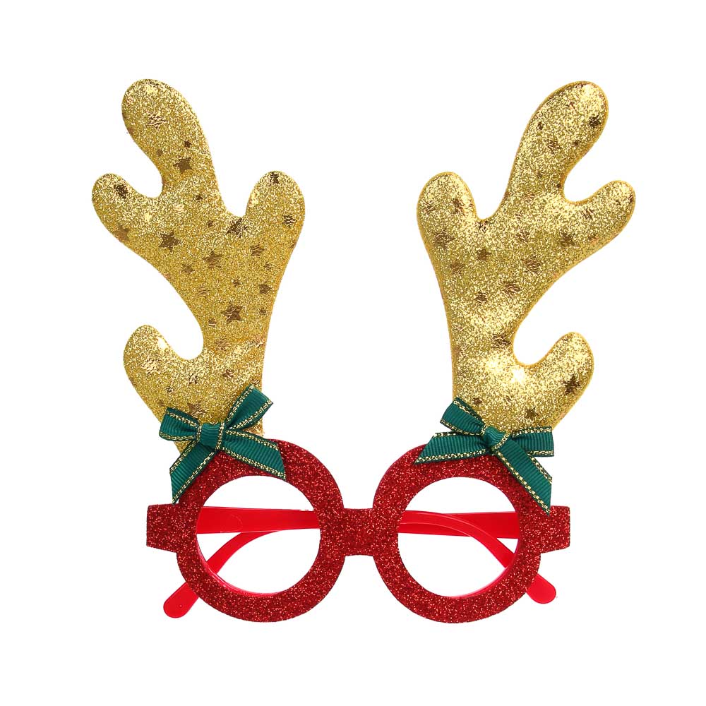 СНОУ БУМ Очки новогодние с рожками, 13см, полиэстер, пластик, 2 дизайна, арт.№ 391-313