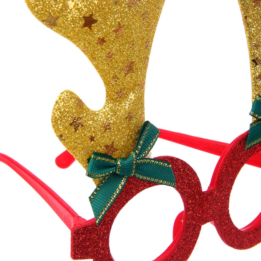 СНОУ БУМ Очки новогодние с рожками, 13см, полиэстер, пластик, 2 дизайна, арт.№ 391-313