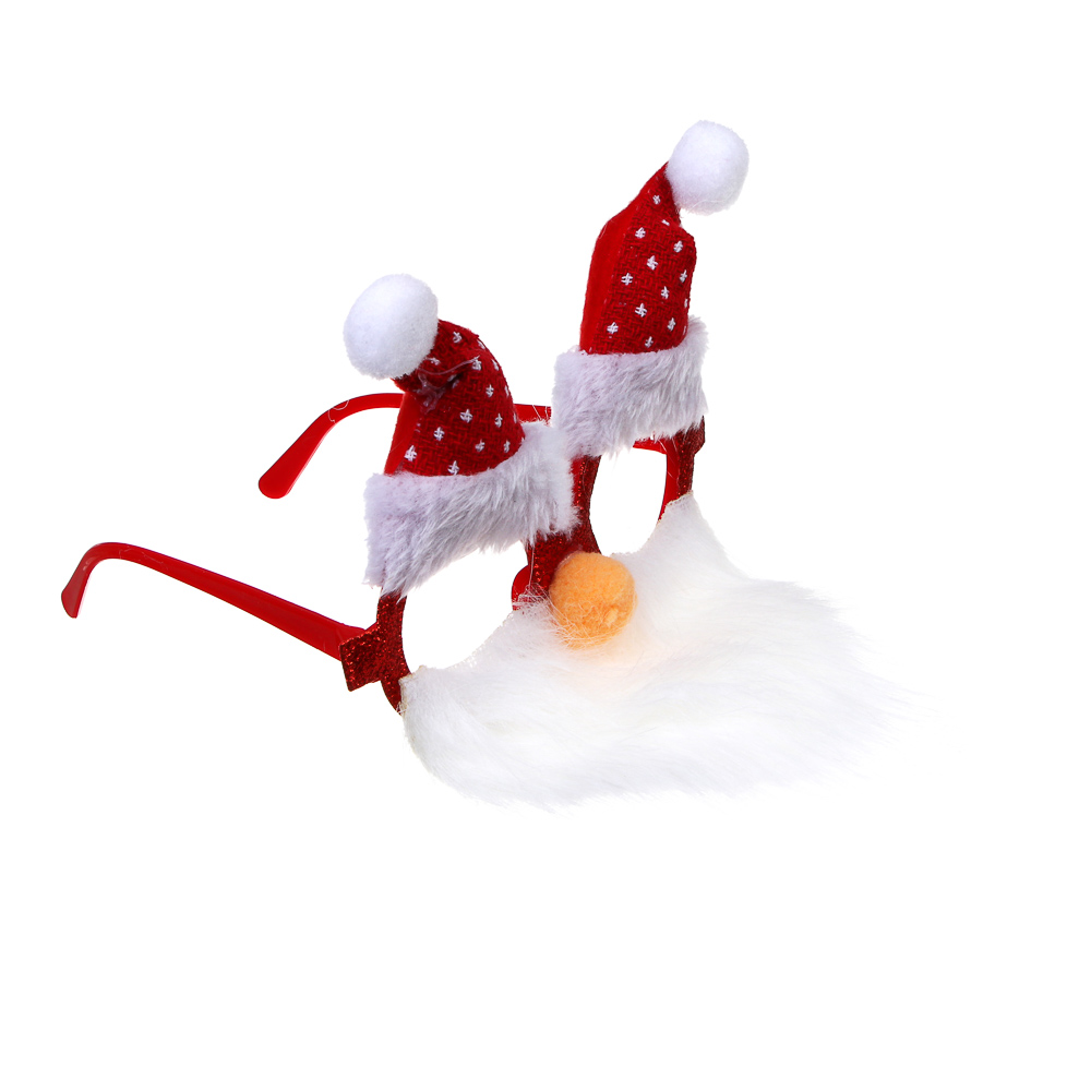 СНОУ БУМ Очки новогодние "Дед Мороз", 13см, полиэстер, пластик, 3 дизайна, арт.№ 391-314